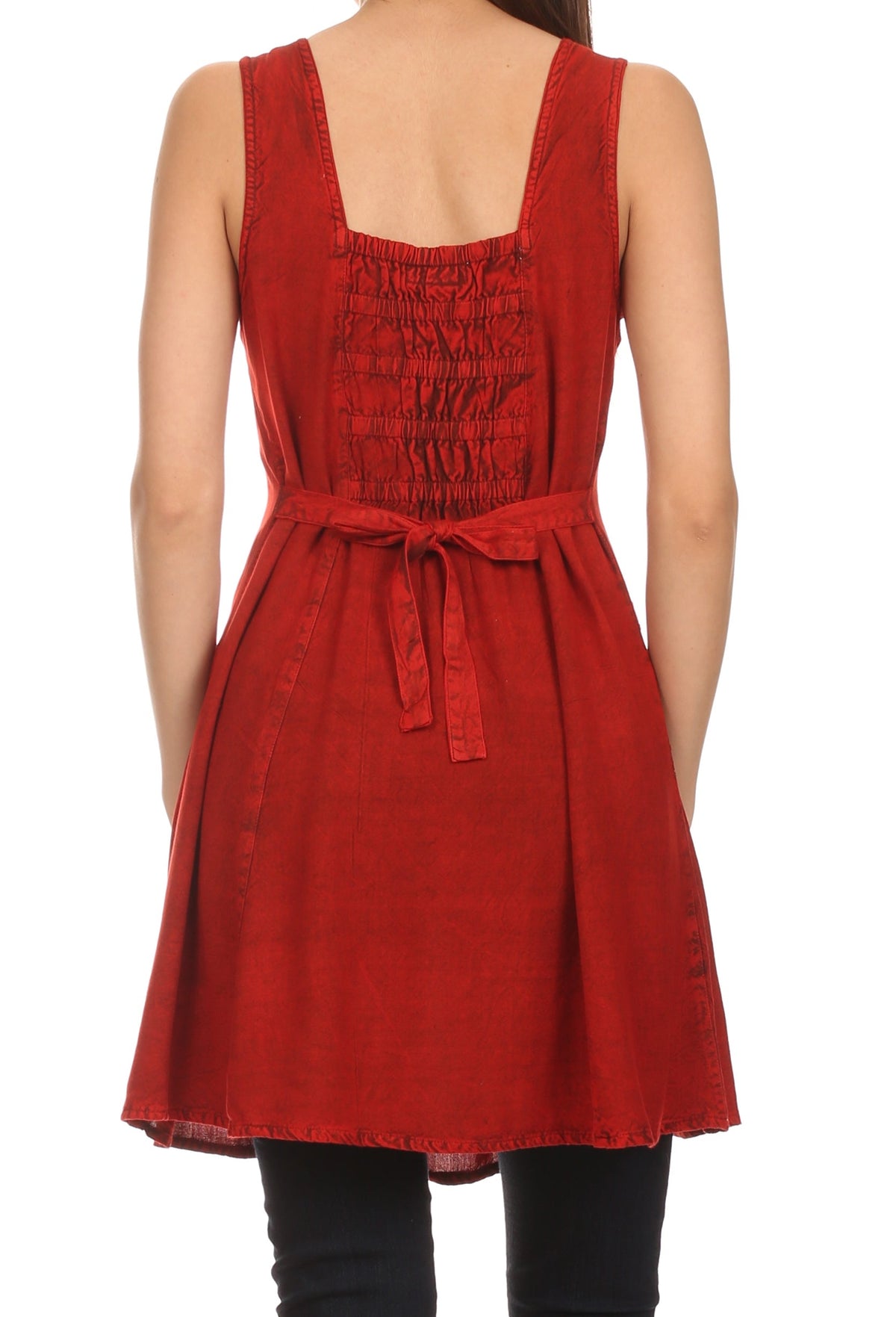 Sakkas Kalee Blusa túnica sin mangas con bordado ajustable / Vestido corto
