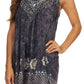Sakkas Deja Embroidered Batik Scoop Neck Relaxed Fit Sleeveless Blouse