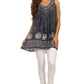 Sakkas Deja Embroidered Batik Scoop Neck Relaxed Fit Sleeveless Blouse