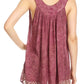 Sakkas Deja Embroidered Batik Scoop Neck Relaxed Fit Sleeveless Blouse
