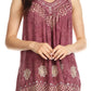 Sakkas Deja Embroidered Batik Scoop Neck Relaxed Fit Sleeveless Blouse