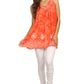 Sakkas Deja Embroidered Batik Scoop Neck Relaxed Fit Sleeveless Blouse