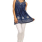 Sakkas Deja Embroidered Batik Scoop Neck Relaxed Fit Sleeveless Blouse