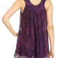 Sakkas Deja Embroidered Batik Scoop Neck Relaxed Fit Sleeveless Blouse