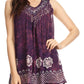 Sakkas Deja Embroidered Batik Scoop Neck Relaxed Fit Sleeveless Blouse