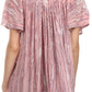 Sakkas Elaine Embroidered Batik Scoop Neck Relaxed Fit Flutter Sleeve Blouse