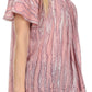 Sakkas Elaine Embroidered Batik Scoop Neck Relaxed Fit Flutter Sleeve Blouse