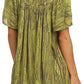 Sakkas Elaine Embroidered Batik Scoop Neck Relaxed Fit Flutter Sleeve Blouse
