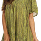 Sakkas Elaine Embroidered Batik Scoop Neck Relaxed Fit Flutter Sleeve Blouse