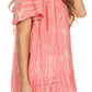 Sakkas Elaine Embroidered Batik Scoop Neck Relaxed Fit Flutter Sleeve Blouse