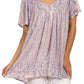 Sakkas Elaine Embroidered Batik Scoop Neck Relaxed Fit Flutter Sleeve Blouse