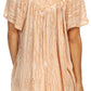 Sakkas Elaine Embroidered Batik Scoop Neck Relaxed Fit Flutter Sleeve Blouse