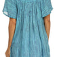 Sakkas Elaine Embroidered Batik Scoop Neck Relaxed Fit Flutter Sleeve Blouse