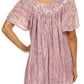 Sakkas Elaine Embroidered Batik Scoop Neck Relaxed Fit Flutter Sleeve Blouse