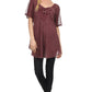 Sakkas Ellie Sequin Embroidered Cap Sleeve Scoop Neck Relaxed Fit Blouse