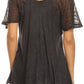 Sakkas Ellie Sequin Embroidered Cap Sleeve Scoop Neck Relaxed Fit Blouse