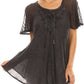 Sakkas Ellie Sequin Embroidered Cap Sleeve Scoop Neck Relaxed Fit Blouse