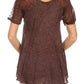 Sakkas Ellie Sequin Embroidered Cap Sleeve Scoop Neck Relaxed Fit Blouse