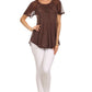 Sakkas Ellie Sequin Embroidered Cap Sleeve Scoop Neck Relaxed Fit Blouse