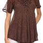 Sakkas Ellie Sequin Embroidered Cap Sleeve Scoop Neck Relaxed Fit Blouse