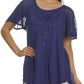 Sakkas Ellie Sequin Embroidered Cap Sleeve Scoop Neck Relaxed Fit Blouse