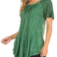 Sakkas Ellie Sequin Embroidered Cap Sleeve Scoop Neck Relaxed Fit Blouse