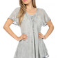 Sakkas Ellie Sequin Embroidered Cap Sleeve Scoop Neck Relaxed Fit Blouse