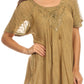 Sakkas Ellie Sequin Embroidered Cap Sleeve Scoop Neck Relaxed Fit Blouse