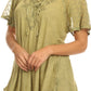 Sakkas Ellie Sequin Embroidered Cap Sleeve Scoop Neck Relaxed Fit Blouse