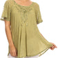 Sakkas Ellie Sequin Embroidered Cap Sleeve Scoop Neck Relaxed Fit Blouse
