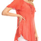 Sakkas Ellie Sequin Embroidered Cap Sleeve Scoop Neck Relaxed Fit Blouse