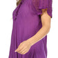Sakkas Ellie Sequin Embroidered Cap Sleeve Scoop Neck Relaxed Fit Blouse