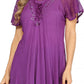 Sakkas Ellie Sequin Embroidered Cap Sleeve Scoop Neck Relaxed Fit Blouse