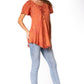 Sakkas Ellie Sequin Embroidered Cap Sleeve Scoop Neck Relaxed Fit Blouse