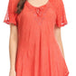 Sakkas Ellie Sequin Embroidered Cap Sleeve Scoop Neck Relaxed Fit Blouse