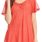 Sakkas Ellie Sequin Embroidered Cap Sleeve Scoop Neck Relaxed Fit Blouse
