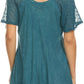 Sakkas Ellie Sequin Embroidered Cap Sleeve Scoop Neck Relaxed Fit Blouse