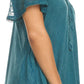 Sakkas Ellie Sequin Embroidered Cap Sleeve Scoop Neck Relaxed Fit Blouse