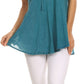 Sakkas Ellie Sequin Embroidered Cap Sleeve Scoop Neck Relaxed Fit Blouse