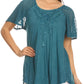 Sakkas Ellie Sequin Embroidered Cap Sleeve Scoop Neck Relaxed Fit Blouse