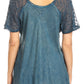 Sakkas Ellie Sequin Embroidered Cap Sleeve Scoop Neck Relaxed Fit Blouse