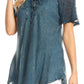 Sakkas Ellie Sequin Embroidered Cap Sleeve Scoop Neck Relaxed Fit Blouse