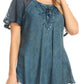 Sakkas Ellie Sequin Embroidered Cap Sleeve Scoop Neck Relaxed Fit Blouse
