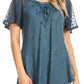 Sakkas Ellie Sequin Embroidered Cap Sleeve Scoop Neck Relaxed Fit Blouse