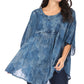 Sakkas Cleeo Long Wide Tie Dye Lace Embroidered Sequin Poncho Blouse Top Cover Up