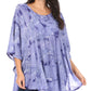 Sakkas Cleeo Long Wide Tie Dye Lace Embroidered Sequin Poncho Blouse Top Cover Up