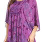 Sakkas Cleeo Long Wide Tie Dye Lace Embroidered Sequin Poncho Blouse Top Cover Up