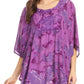Sakkas Cleeo Long Wide Tie Dye Lace Embroidered Sequin Poncho Blouse Top Cover Up