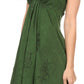 Sakkas Jia Stonewashed Embroidered Handkerchief Hem Halter Dress With Beads
