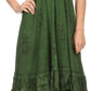 Sakkas Jia Stonewashed Embroidered Handkerchief Hem Halter Dress With Beads